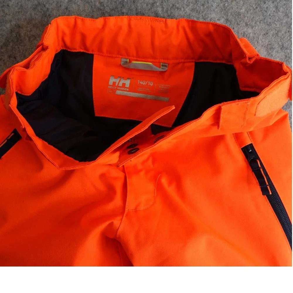 Helly Hansen Kids 10 Orange Primaloft Ski Snowboard Pants High Vis Neon Insulate